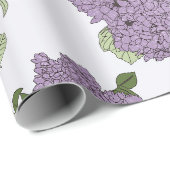 Cadeau Papier d'emballage hydrangée violet (Coin rond)
