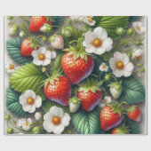 Cadeau Papier d'emballage imprimé fraise d'été (Plat)