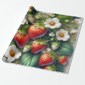 Cadeau Papier d'emballage imprimé fraise d'été (Déroulé)