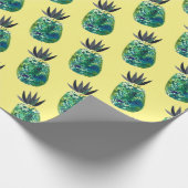 Cadeau Papier d'emballage jaune à ananas tropical (Coin)