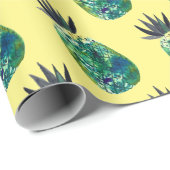 Cadeau Papier d'emballage jaune à ananas tropical (Coin rond)
