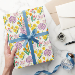 Cadeau Papier d'emballage jaune et vert pour tulipe flora