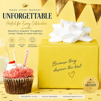 Cadeau Papier d'emballage jaune personnalisé