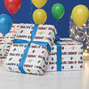 Cadeau Papier d'emballage Joyeux Anniversaire Ballon Colo