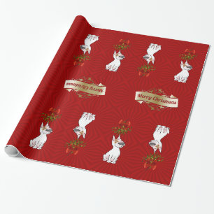 Cadeau Papier d'emballage "Joyeux Noël " de bull-terrier