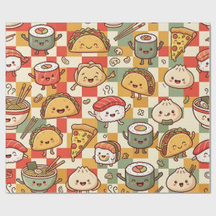 Cadeau Papier d'emballage Kawaii Sushi Taco Pizza