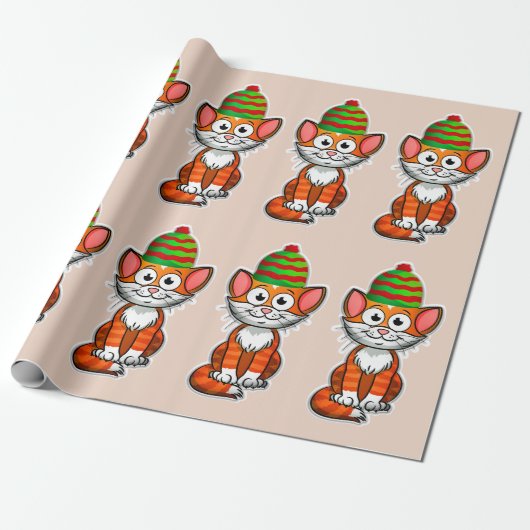 Cadeau papier d'emballage kitty de noël (Déroulé)