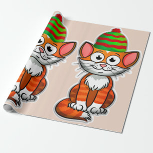 Cadeau papier d'emballage kitty de noël