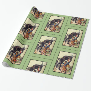 Cadeau Papier d'emballage Krampus vert