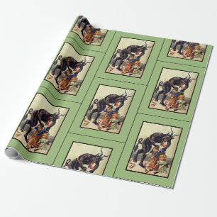 Cadeau Papier d'emballage Krampus vert
