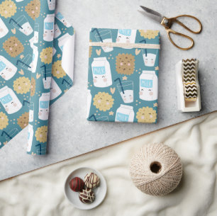 Cadeau Papier d'emballage Lait et Cookies