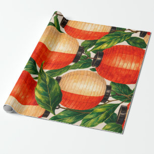 Cadeau Papier d'emballage Lampion Japonais Rouge