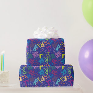 Cadeau Papier d'emballage Lettre R - Bleu