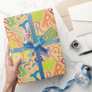 Cadeau Papier d'emballage Lettre R - Orange