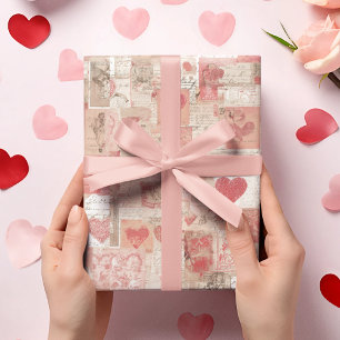 Cadeau Papier d'emballage Lettres Vintage pour la Saint-V