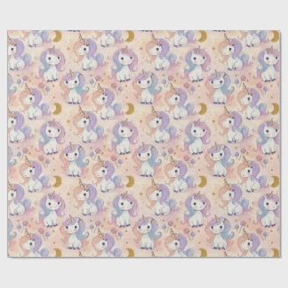 Cadeau Papier d'emballage licorne pastel mignon
