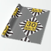 Cadeau Papier d'emballage Limite de vitesse 30 Panneau de (Déroulé)