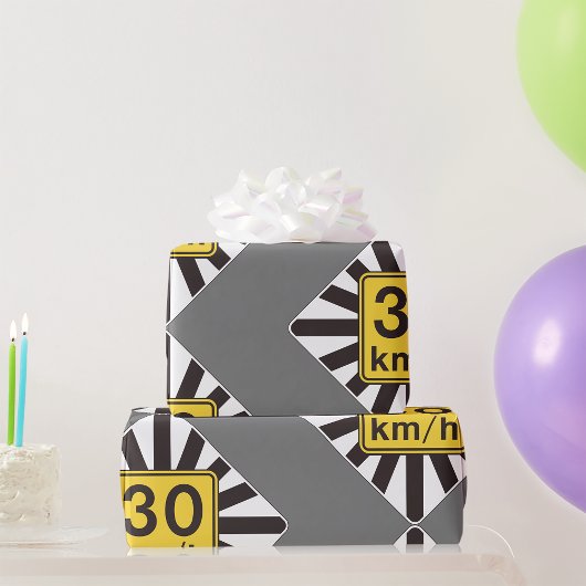 Cadeau Papier d'emballage Limite de vitesse 30 Panneau de