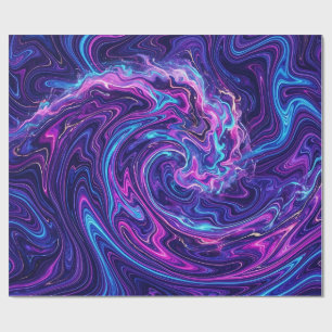 Cadeau Papier d'emballage liquide vague océanique abstrai