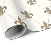 Cadeau Papier d'emballage luxueux de White Fleur de Lis (Coin rond)