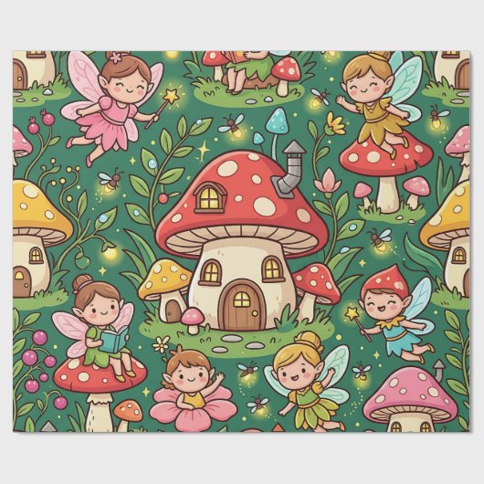 Cadeau Papier d'emballage Maison Champignon Fée (Plat)
