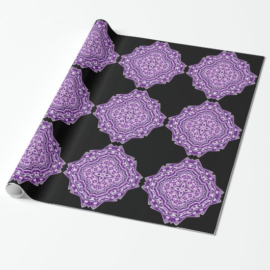 Cadeau papier d'emballage mandala violet (Déroulé)