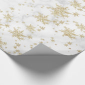 Cadeau Papier d'emballage Marbre blanc de flocons d'or (Coin)