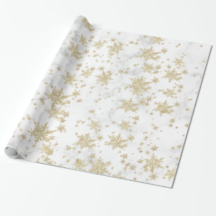 Cadeau Papier d'emballage Marbre blanc de flocons d'or