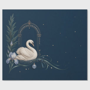 Cadeau Papier d'emballage marine de Noël Cygne de luxe