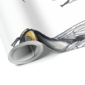 Cadeau Papier d'emballage mat blanc Fly Buddy (Coin rond)