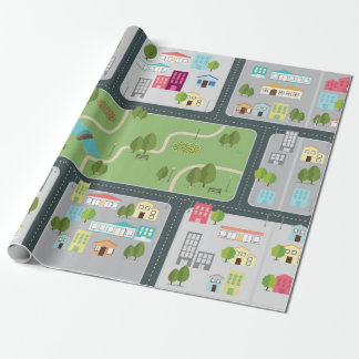 Cadeau Papier d'emballage mat de carte de route de rue