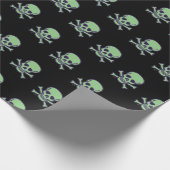 Cadeau Papier d'emballage mat noir crâne vert (Coin)