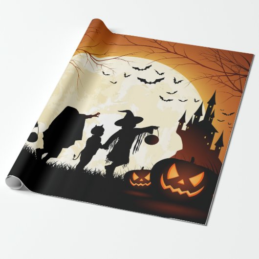 Cadeau Papier d'emballage mat orienté de Halloween (Déroulé)