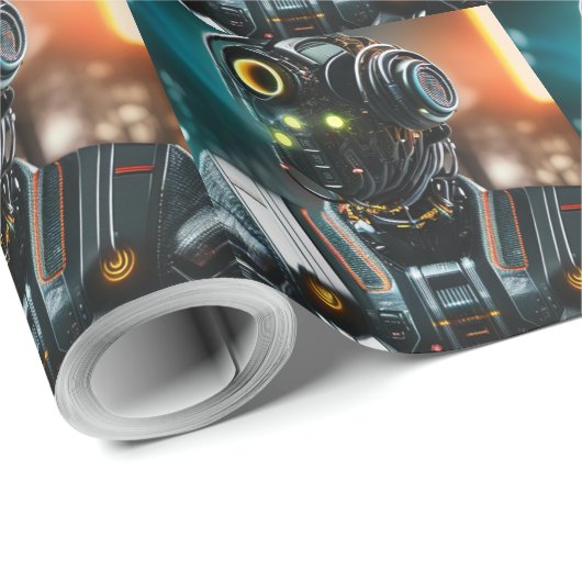 Cadeau Papier d'emballage mat Robot 3 (Coin rond)