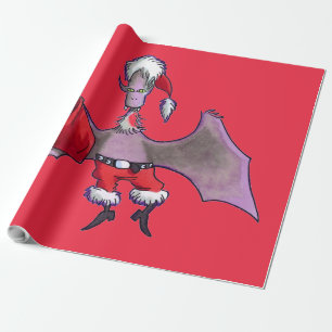 Cadeau Papier d'emballage mat rouge père Noël Bat grand