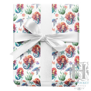 Cadeau Papier d'emballage Mermaid Rouge