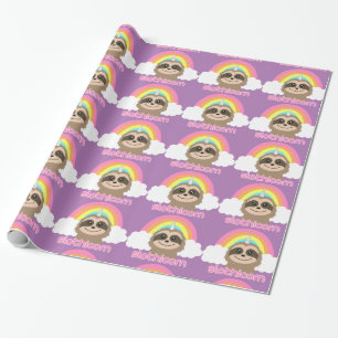 Cadeau Papier d'emballage mignon de licorne de paresse de