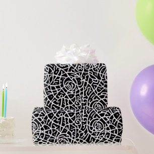 Cadeau papier d'emballage moderne abstrait noir élégant