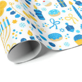 Cadeau Papier d'emballage moderne de Hanukkah (Coin rond)