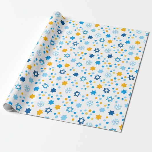 Cadeau Papier d'emballage moderne de Hanukkah étoile de D (Déroulé)