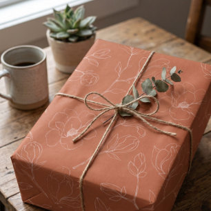Cadeau Papier d'emballage moderne en terre cuite pour fle