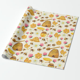 Cadeau Papier d'emballage motif apicole
