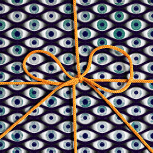 Cadeau Papier d'emballage motif aux yeux bleus et gris