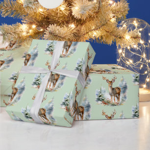 Cadeau Papier d'emballage motif cerfs dans les bois