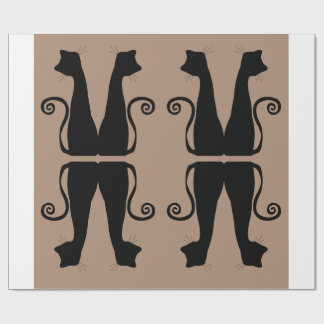 Cadeau Papier d'emballage motif chat noir minimaliste