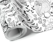 Cadeau Papier d'emballage motif de doodle pour oiseaux et (Coin rond)
