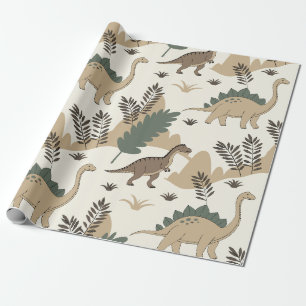 Cadeau papier d'emballage motif dino t-rex