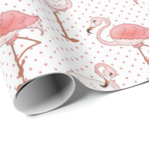 Cadeau Papier d'emballage motif flamant rose rose plage
