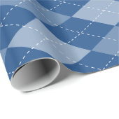 Cadeau Papier d'emballage motif Jacquard bleu (Coin rond)