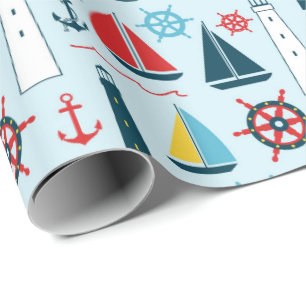 Cadeau Papier d'emballage motif Plage nautique
